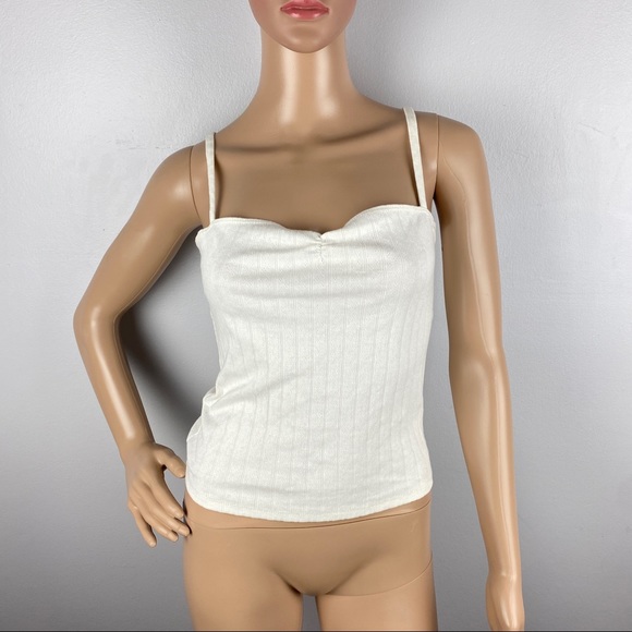 NEW REFORMATION IVORY POINTELLE KNIT CAMISOLE - Picture 2 of 10